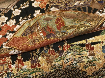 平和屋着物●豪華黒留袖　洛中紀行　本金箔　仮絵羽　正絹　逸品　未使用　AABM6314ph