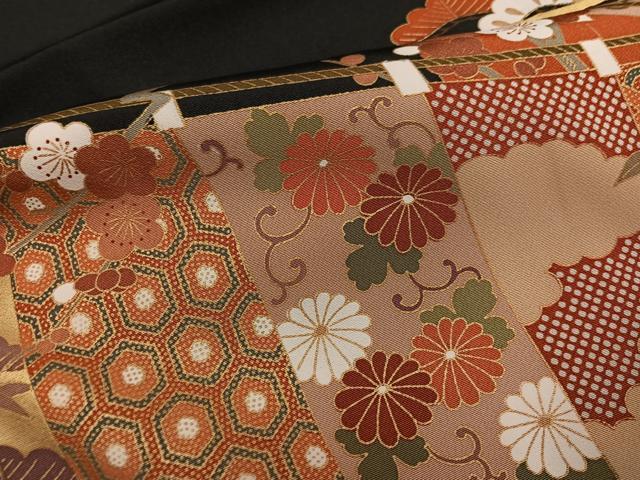 平和屋着物●豪華黒留袖　群れ鶴草花宝尽くし　金彩　仮絵羽　正絹　逸品　未使用　AABM6318ph