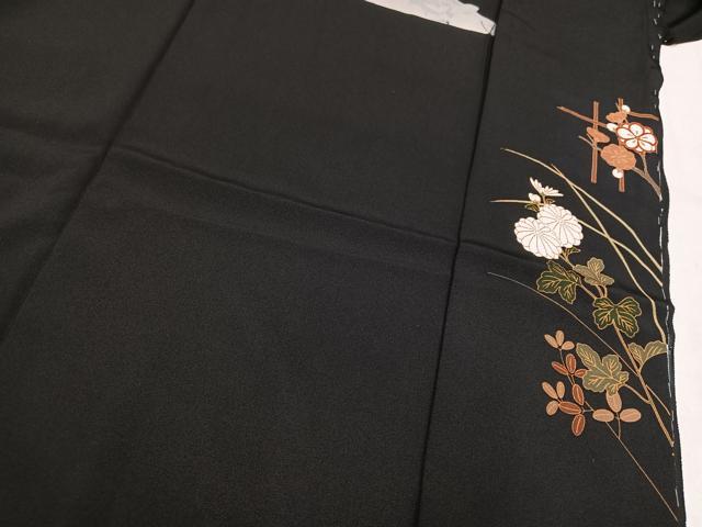 平和屋着物●豪華黒留袖　雪輪草花文　金彩　仮絵羽　正絹　逸品　未使用　AABM6319ph