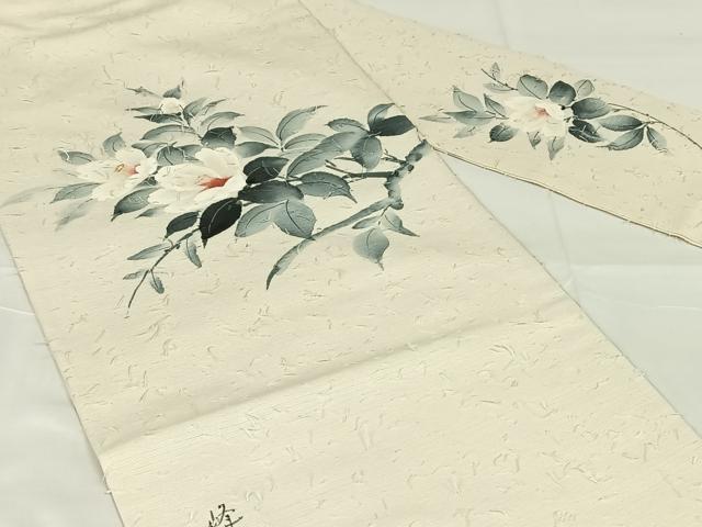 平和屋着物◎九寸名古屋帯　作家物　手描き　髭紬　金彩　正絹　逸品　AABM6446dk