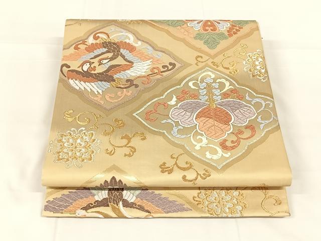 平和屋着物◎六通柄袋帯　唐織　双鳥花文　金銀糸　正絹　逸品　AABM6450dk