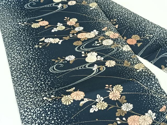 平和屋着物◎九寸名古屋帯　唐織　流水枝花文　金銀糸　正絹　逸品　AABM6452dk