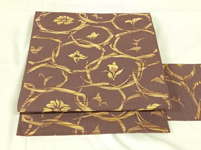 平和屋着物◎八寸名古屋帯　紬地　花丸文　正絹　逸品　AABM6460dk