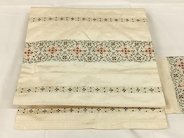 平和屋着物◎九寸名古屋帯　花唐草文　正絹　逸品　AABM6462dk