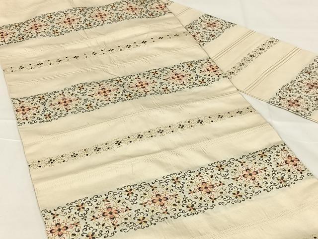平和屋着物◎九寸名古屋帯　花唐草文　正絹　逸品　AABM6462dk