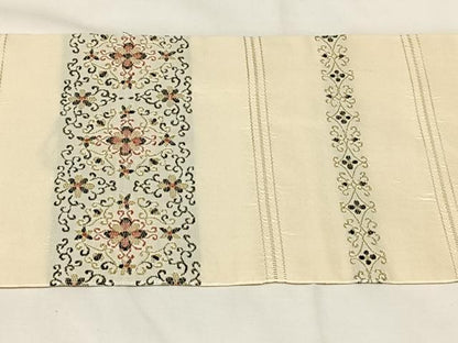 平和屋着物◎九寸名古屋帯　花唐草文　正絹　逸品　AABM6462dk