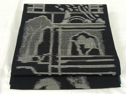 平和屋着物◎全通柄袋帯　紬地　幾何学文様　正絹　逸品　AABM6469dk
