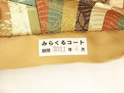 平和屋着物◎六通柄袋帯　切嵌　草花文　金糸　正絹　逸品　AABM6472dk
