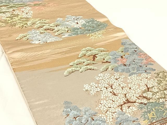 平和屋着物◎両面六通柄袋帯　唐織　風景文　金銀糸　正絹　逸品　AABM6474dk