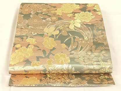 平和屋着物◎両面六通柄袋帯　唐織　風景文　金銀糸　正絹　逸品　AABM6474dk