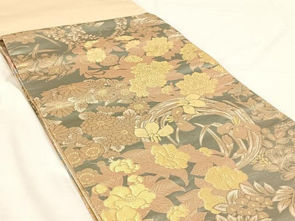 平和屋着物◎両面六通柄袋帯　唐織　風景文　金銀糸　正絹　逸品　AABM6474dk