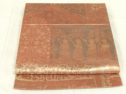 平和屋着物◎六通柄袋帯　古代壁画文様　引箔　正絹　逸品　AABM6477dk