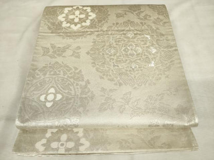 平和屋着物◎六通柄袋帯　花丸文　銀糸　正絹　逸品　AABM6494od