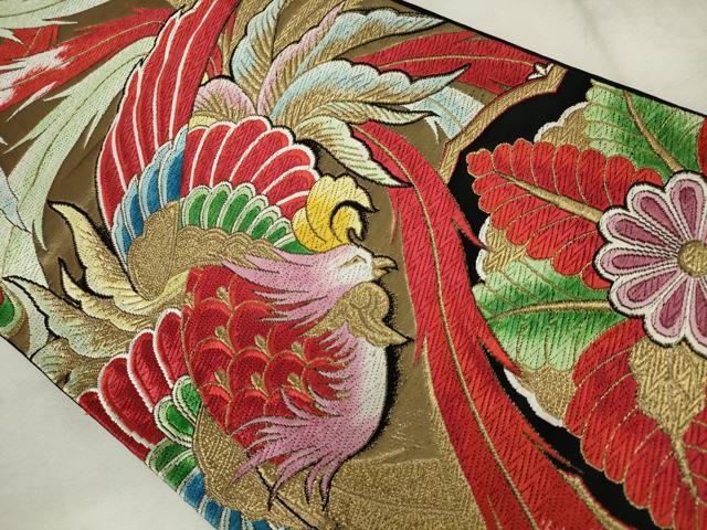 平和屋着物◎六通柄袋帯　唐織　鳳凰花文　金糸　正絹　逸品　AABM6500od