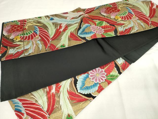 平和屋着物◎六通柄袋帯　唐織　鳳凰花文　金糸　正絹　逸品　AABM6500od