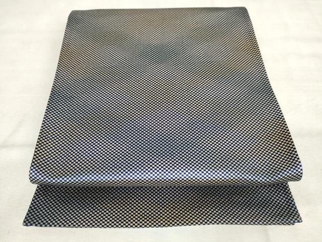 平和屋着物◎本場筑前博多織　六通柄袋帯　市松霞文　金銀糸　正絹　逸品　AABM6507od