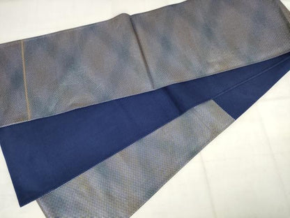 平和屋着物◎本場筑前博多織　六通柄袋帯　市松霞文　金銀糸　正絹　逸品　AABM6507od