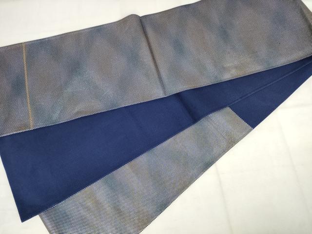 平和屋着物◎本場筑前博多織　六通柄袋帯　市松霞文　金銀糸　正絹　逸品　AABM6507od