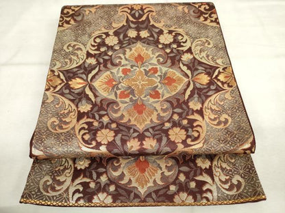 平和屋着物◎西陣　六通柄袋帯　花唐草文　金糸　正絹　逸品　AABM6511od