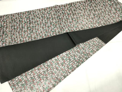 平和屋着物◎六通柄袋帯　手描き　こけし　銀彩　正絹　逸品　AABM6512od