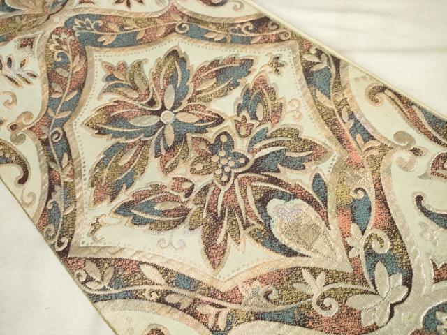 平和屋着物◎六通柄袋帯　更紗花文　金糸　正絹　逸品　AABM6521od