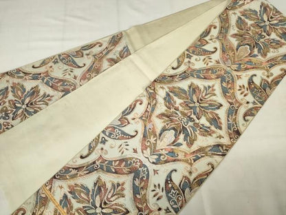 平和屋着物◎六通柄袋帯　更紗花文　金糸　正絹　逸品　AABM6521od