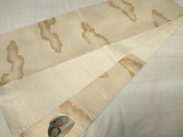 平和屋着物◎太鼓柄袋帯　陶器花鳥文　金糸　正絹　逸品　AABM6522od