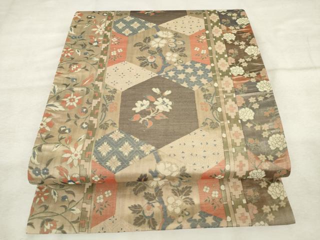 平和屋着物◎六通柄袋帯　花間道　正絹　逸品　AABM6523od