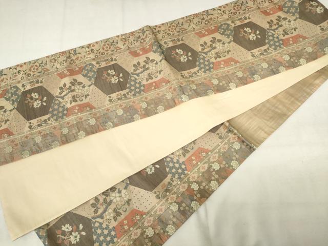 平和屋着物◎六通柄袋帯　花間道　正絹　逸品　AABM6523od