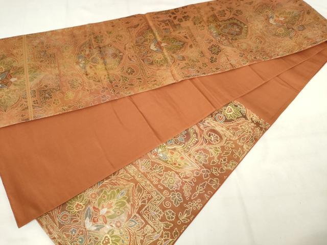 平和屋着物◎六通柄袋帯　花唐草文　金糸　引箔　正絹　逸品　AABM6533od