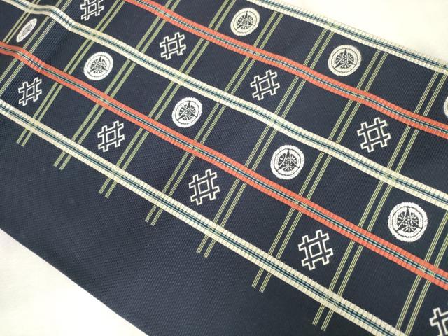 平和屋着物◎本場筑前博多織　両面六通柄京袋帯　吉祥間道　献上　樺色　正絹　逸品　AABM6537od