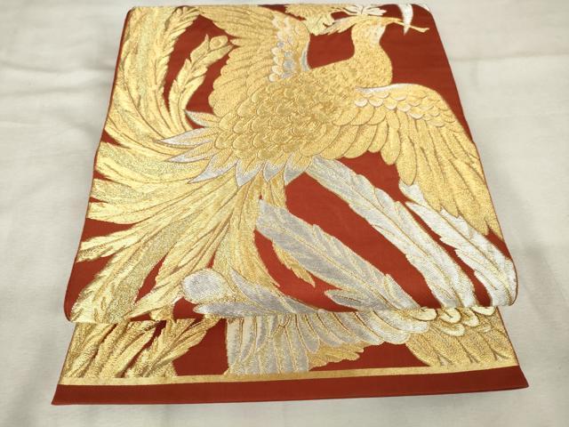 平和屋着物◎六通柄袋帯　鳳凰花文　金銀糸　正絹　逸品　AABM6578od
