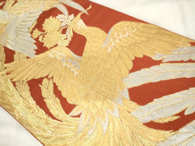 平和屋着物◎六通柄袋帯　鳳凰花文　金銀糸　正絹　逸品　AABM6578od