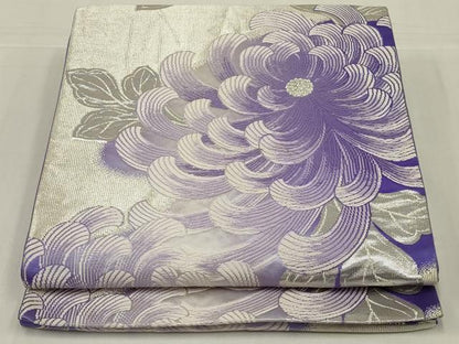 平和屋着物◎六通柄袋帯　唐織　乱菊　銀糸　正絹　逸品　AABM6604ou