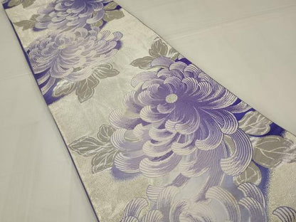 平和屋着物◎六通柄袋帯　唐織　乱菊　銀糸　正絹　逸品　AABM6604ou