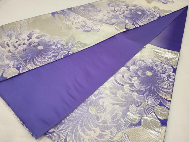 平和屋着物◎六通柄袋帯　唐織　乱菊　銀糸　正絹　逸品　AABM6604ou
