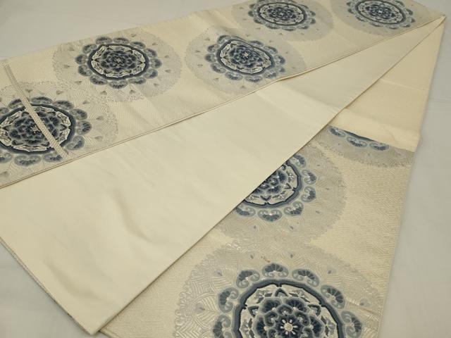 平和屋着物◎六通柄袋帯　唐織　花丸文　銀糸　正絹　逸品　AABM6605ou