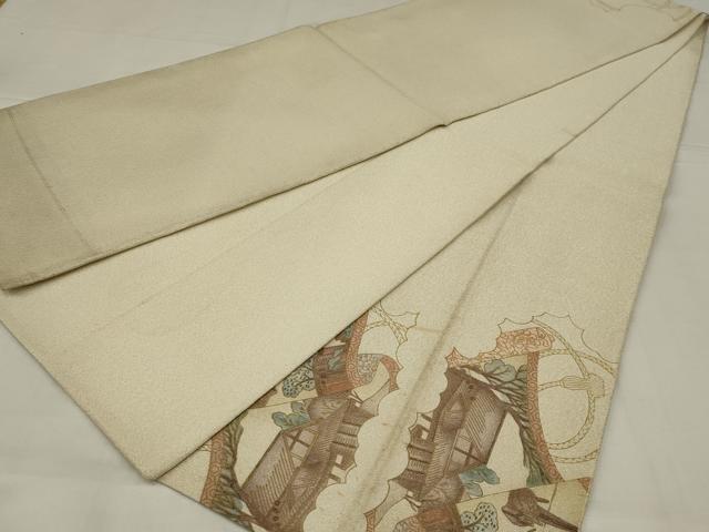 平和屋着物◎綴れ　太鼓柄袋帯　人物風景文　正絹　逸品　AABM6611ou