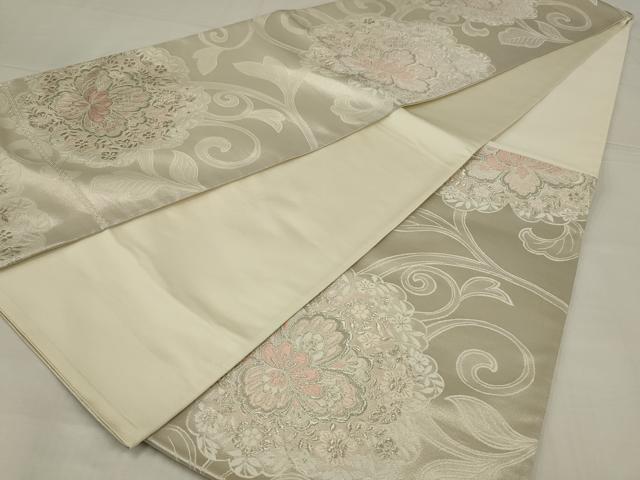 平和屋着物◎六通柄袋帯　唐織　更紗花唐草文　銀糸　正絹　逸品　AABM6616ou