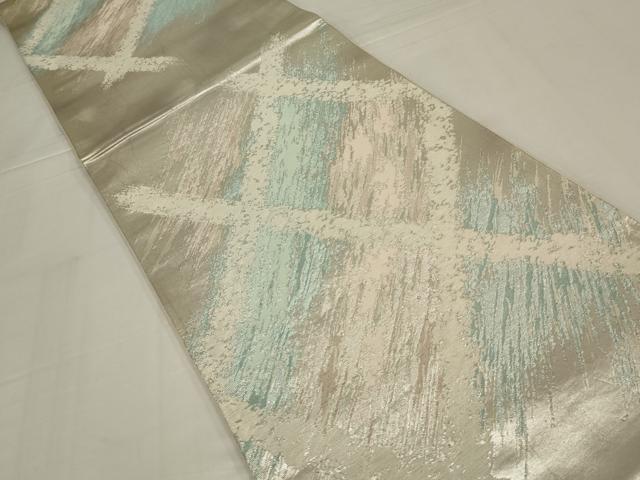 平和屋着物◎六通柄袋帯　霞文　銀糸　正絹　逸品　AABM6619ou