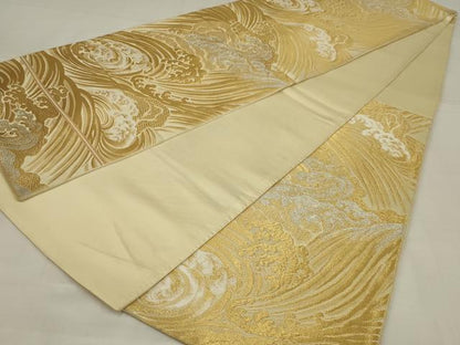 平和屋着物◎六通柄袋帯　立波文　金銀糸　正絹　逸品　AABM6621ou
