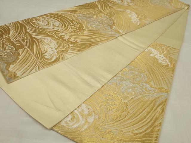 平和屋着物◎六通柄袋帯　立波文　金銀糸　正絹　逸品　AABM6621ou