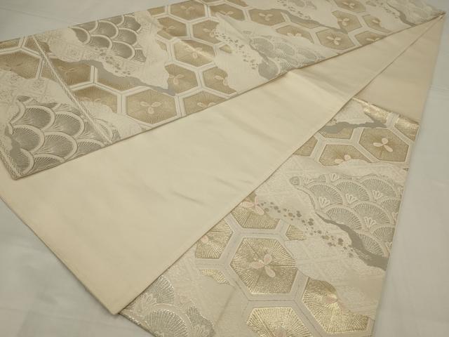 平和屋着物◎六通柄袋帯　亀甲花文　金銀糸　正絹　逸品　AABM6624ou