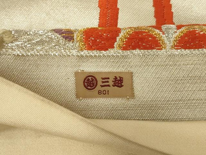 平和屋着物◎六通柄袋帯　唐織　立涌花文　金銀糸　三越扱い　正絹　逸品　AABM6627ou
