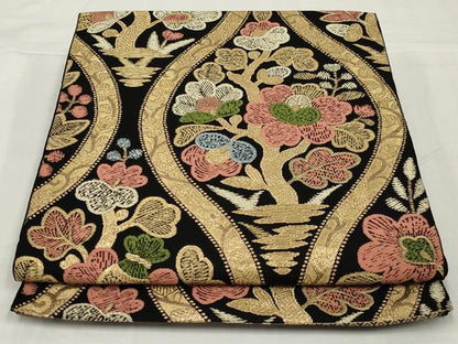平和屋着物◎西陣まいづる謹製　六通柄　本袋帯　立涌枝花文　金糸　証紙付き　AABM6635ou