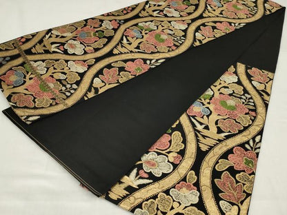 平和屋着物◎西陣まいづる謹製　六通柄　本袋帯　立涌枝花文　金糸　証紙付き　AABM6635ou