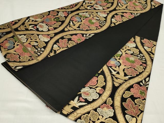 平和屋着物◎西陣まいづる謹製　六通柄　本袋帯　立涌枝花文　金糸　証紙付き　AABM6635ou