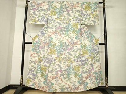 平和屋着物●上質な小紋　草花文　正絹　逸品　AABM6641ck