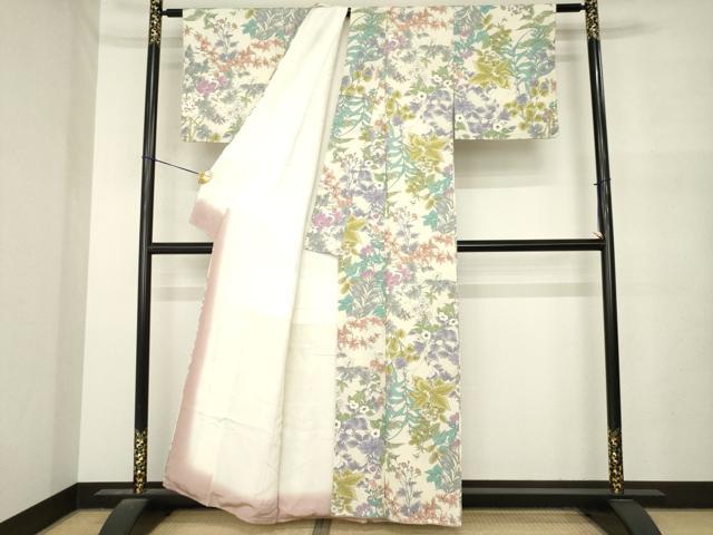 平和屋着物●上質な小紋　草花文　正絹　逸品　AABM6641ck