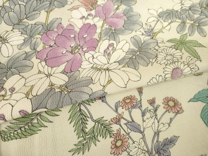 平和屋着物●上質な小紋　草花文　正絹　逸品　AABM6641ck